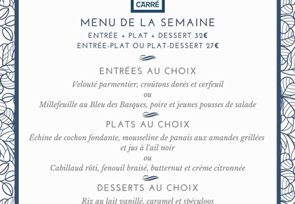 Menu de la semaine - Le Carré