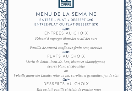 Menu du 14 au 18 avril (Le Carré)